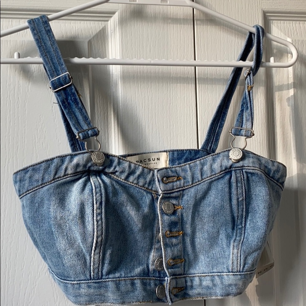 Pacsun Jean cropped button up top